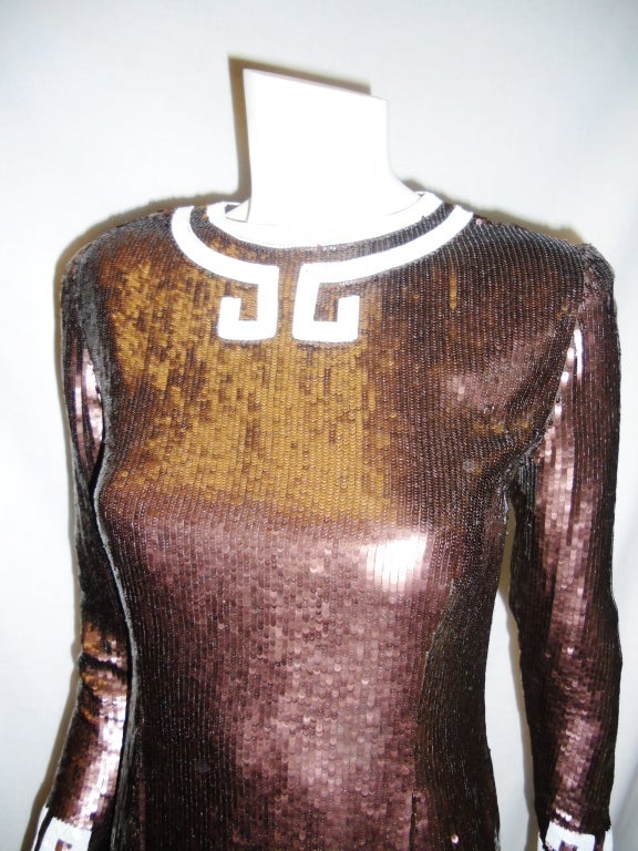Bill Blass Bronze  Greek Inspired Vintage sequins Gown 1
