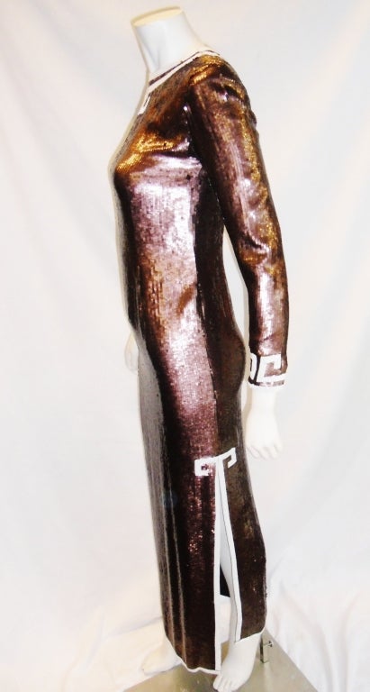 Bill Blass Bronze  Greek Inspired Vintage sequins Gown 2