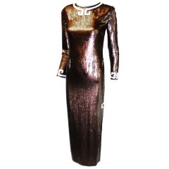 Bill Blass Bronze  Greek Inspired Vintage sequins Gown