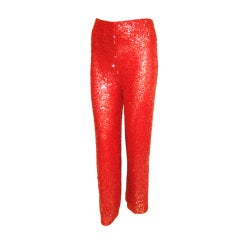 Vintage Bill Blass Red Sequin silk Pants