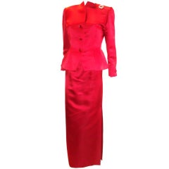 Vintage RED Bliss Blass evening  suit with long skirt