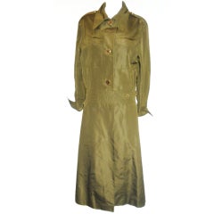 James Galanos Military green Silk Rain Coat