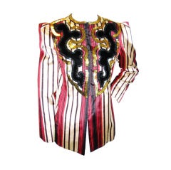 Vintage Rare  Western Galanos Silk Striped and Beaded Evening Jacket