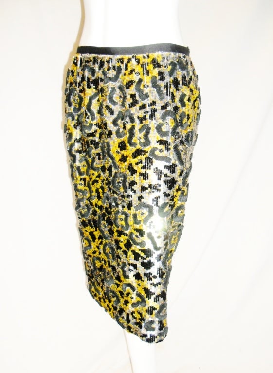 Couture Bill Blass   Leopard Sequin Skirt