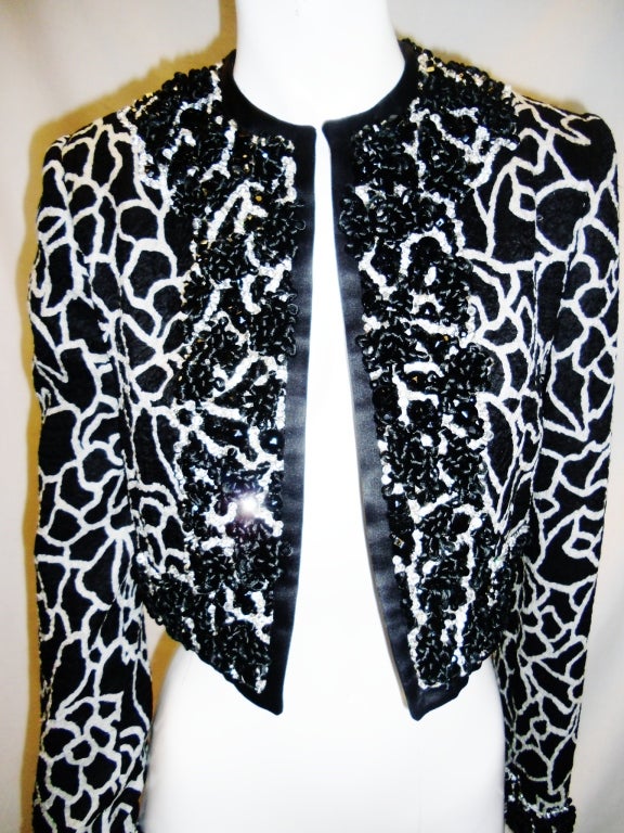 James Galanos Black and White Bolero Jacket