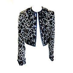 James Galanos Black and White Bolero Jacket