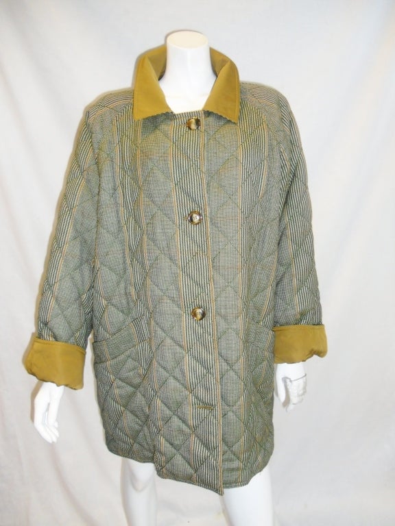 Bill Blass oversized Reversible Quilted  Wool/ Silk Coat