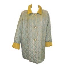Bill Blass oversized Reversible Quilted  Wool/ Silk Coat