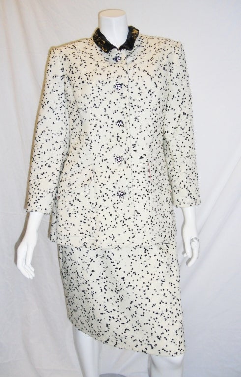 RareSnow white Evening Geoffrey Beene  Skirt suit
