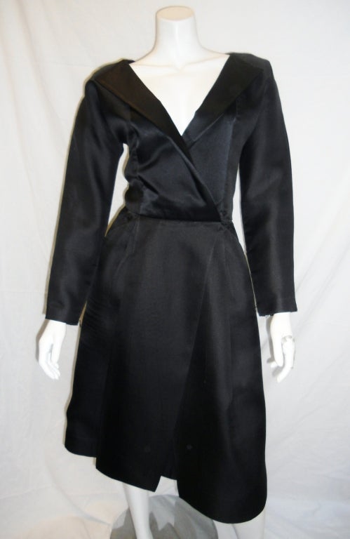 Geoffrey Beene Black Tuxedo Dress Circa late 1970's