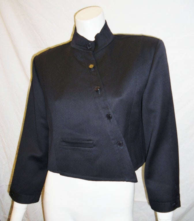 Geoffrey Beene Cropped  Asymmetrical Closure Jacket