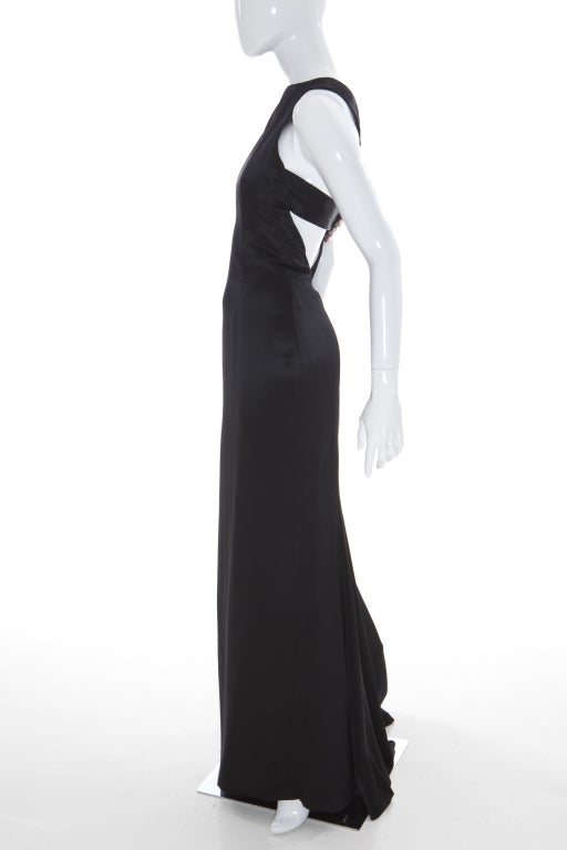 Rare Runway 80's Christian Lacroix for Jean Patou evening gown with a multicolored stones jewel showing a sexy nude back , 

Identical to the runway photo shown : 

The dress is Labelled with runway number N#44 