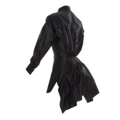 AUTH LATE 80s ALAÏA BLACK SILK 'WAXED' SHIRT MINI DRESS