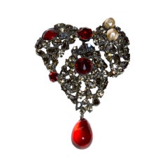 YVES SAINT LAURENT Rive Gauche 1980s Iconic Heart Brooch-Pendant