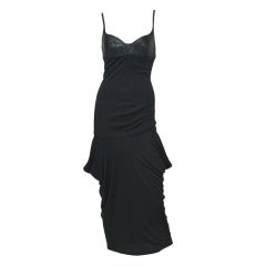 Cool Alexander McQueen Black jersey and leather dress