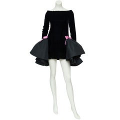 1980s Pierre Cardin Couture black velvet mini dress