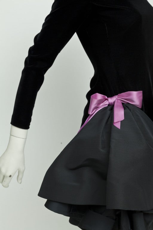 1980s Pierre Cardin Couture black velvet mini dress 2