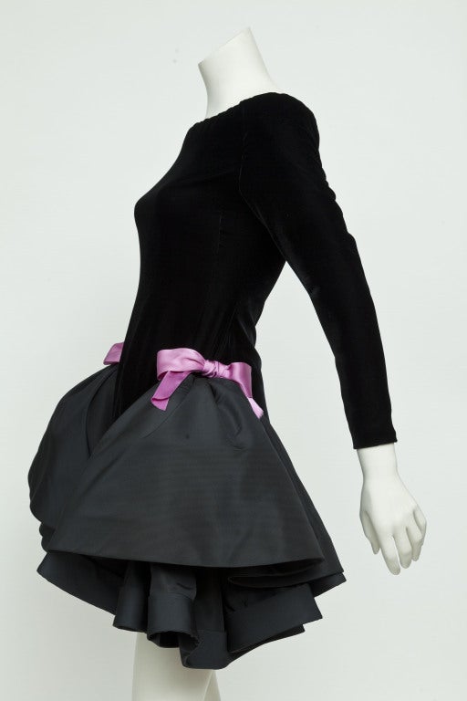 1980s Pierre Cardin Couture black velvet mini dress 4
