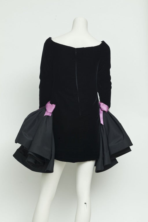 1980s Pierre Cardin Couture black velvet mini dress 5