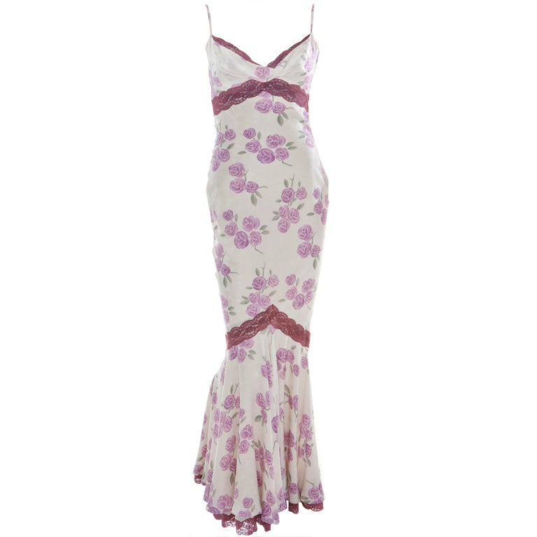 AUTH 90s JOHN GALLIANO FOR CHRISTIAN DIOR BIAIS CUT SILK DRESS