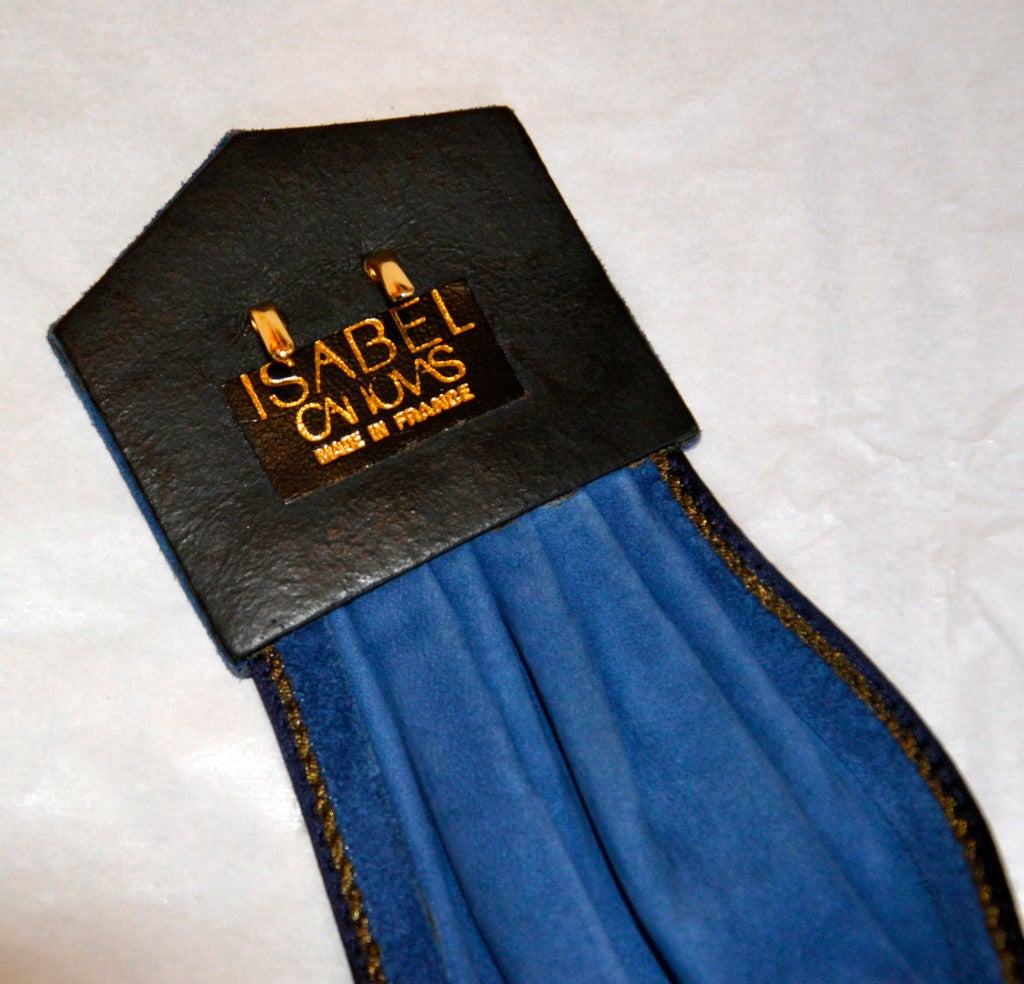Isabel Canovas Blue Suede Large Belt with Colorful Glass Stones In Good Condition In Paris, IDF