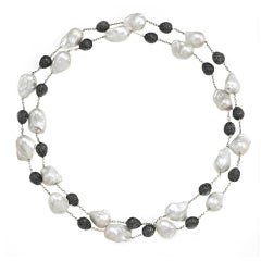 Black Diamond and Baroque Pearl Long Chain