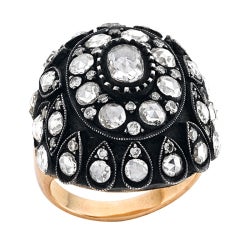 Pasha Turkish Rose Cut Diamond Black Silver Gold Ring