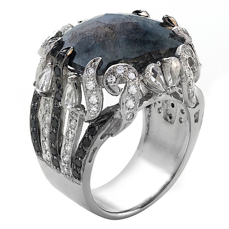 Black and White Diamond Ring at 1stdibs