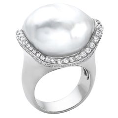 Exquisite South Sea Pearl Diamond Ring