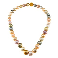 Multi color south sea strand of pearls