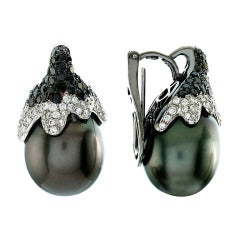 Tahitian black pearls earrings