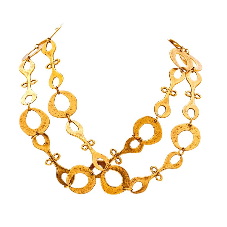 Gold Plated Nomadic Tribal Necklace For Sale