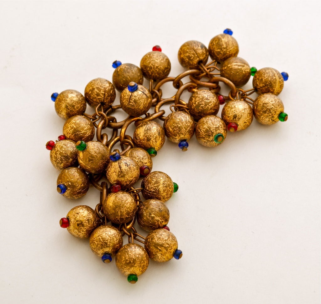 Fabulous 1930's Gilt Brass and Glass Demi Parure In Good Condition In New York, NY