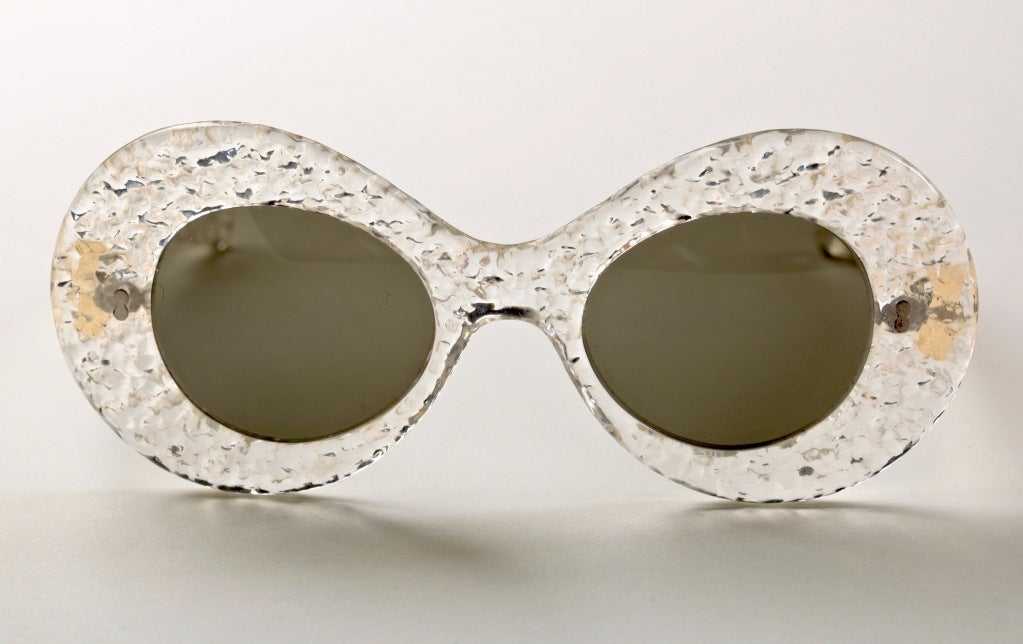 They don't get any groovier than these...great textured lucite sunglasses from France, circa 1950's.  Can't you see Audrey Hepburn walking down Rue Faubourg in these!