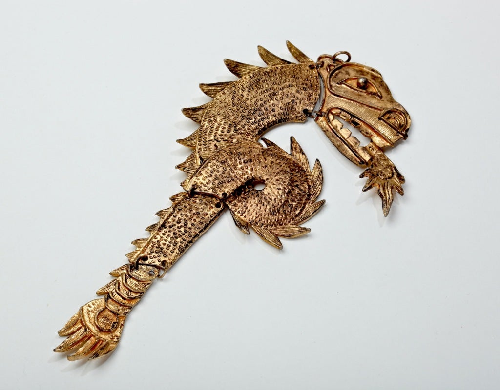 KJL circa 1968 Massive Dragon Pendant Pin 1