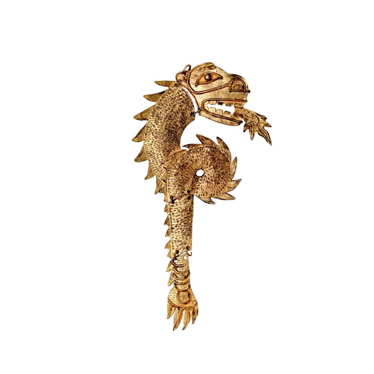 KJL circa 1968 Massive Dragon Pendant Pin