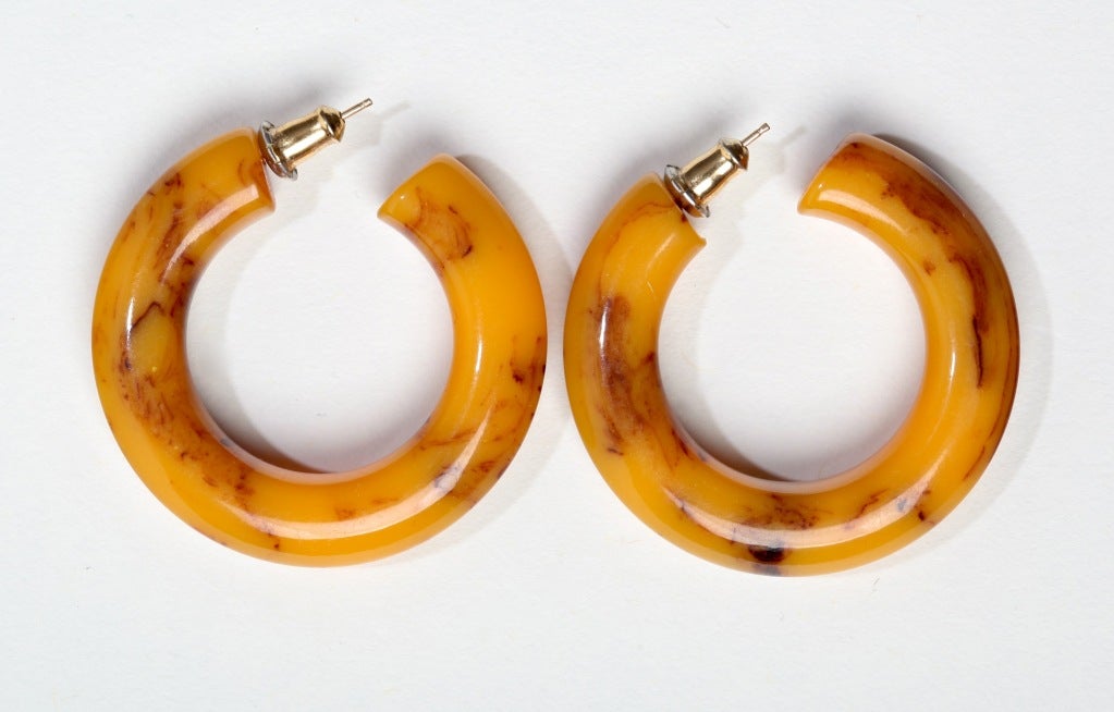 Marbleized Butterscotch Bakelite Choker with Matching Earrings 3