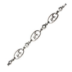 Vintage Art Deco Sterling Silver Figural Horse Bracelet