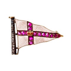 Vintage DIAMOND AND RUBY ROYAL YACHT SQUADRON BURGEE BROOCH