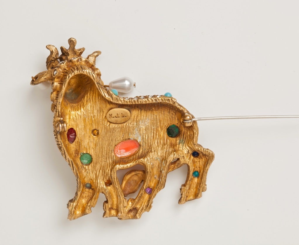 Rare Early K.J.L.  Jewels of Fantasy Bull Brooch In Good Condition In New York, NY