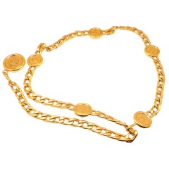 CHANEL Vintage French Signature Rue Cambon Coin Necklace/Belt