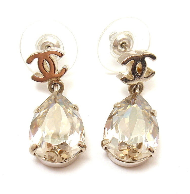 CHANEL French Couture 2012 Collection Crystal Teardrop Earrings