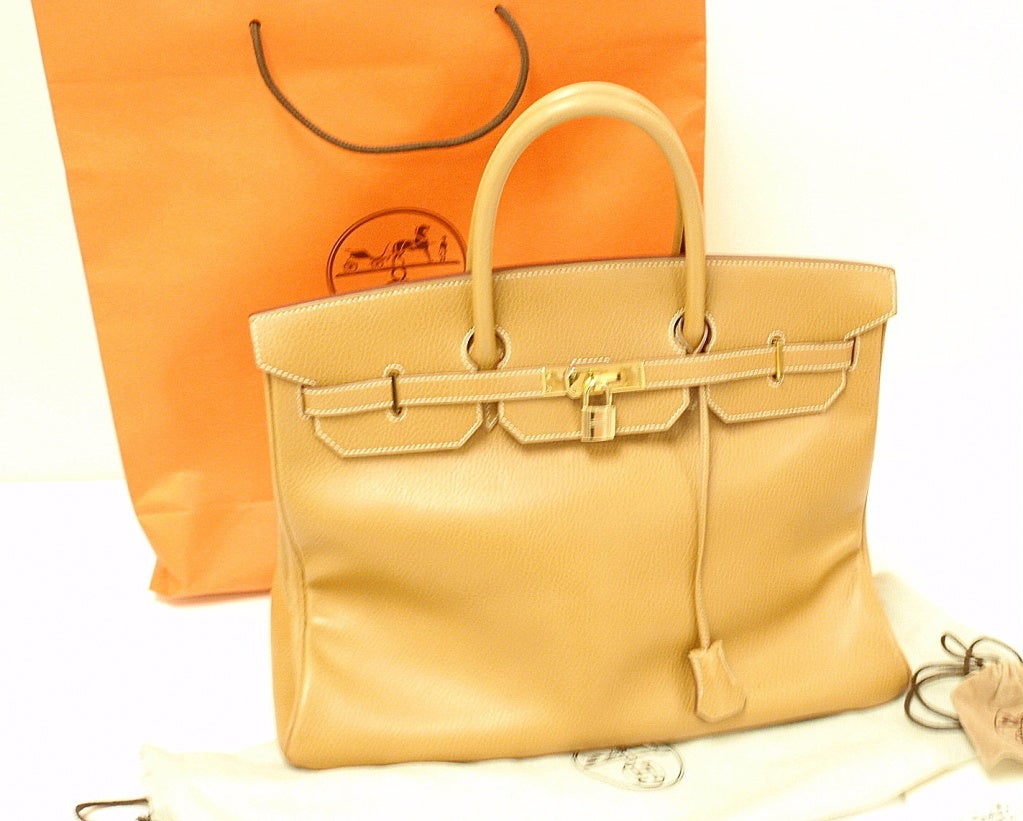 HERMES Gold Togo Birkin Leather Handbag 1