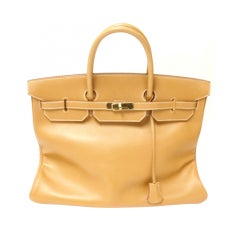 HERMES Gold Togo Birkin Leather Handbag