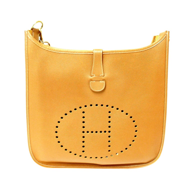 HERMES Evelyne GM Gold Epsom Leather Shoulder Bag