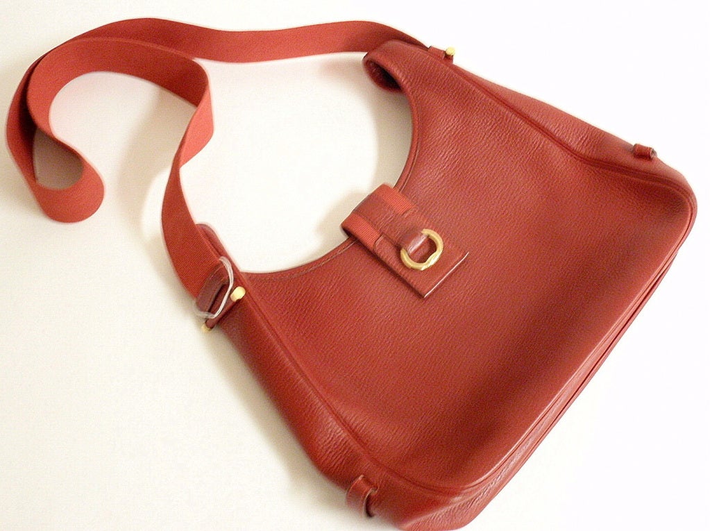 HERMES Tsako Sako Convertible Red Ardenne Leather Bag