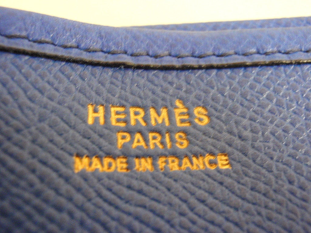 HERMES Evelyne GM Courchevel Leather Blue Hydra Shoulder Bag 6