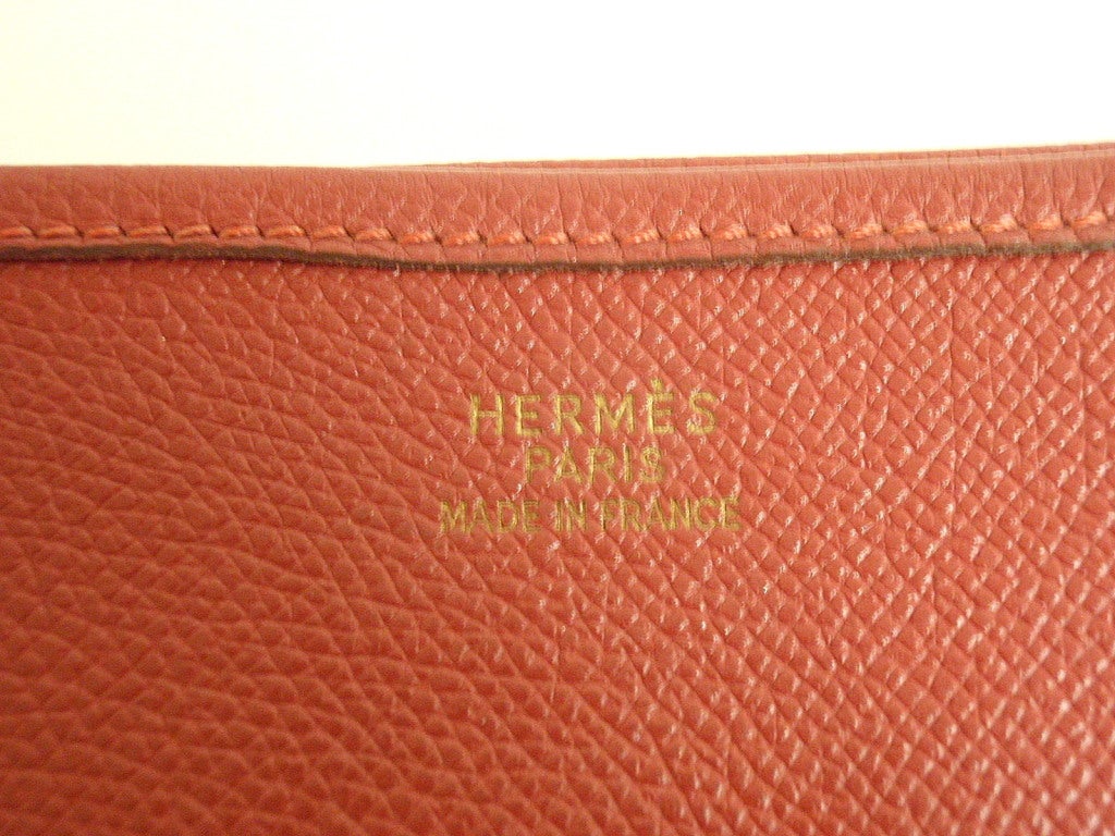 HERMES Evelyne GM Courchevel Leather Red Shoulder Bag 2