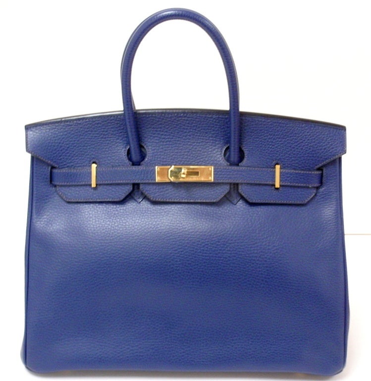 Hermes 35cm Blue Ardennes Birkin Handbag, Year 2001 1