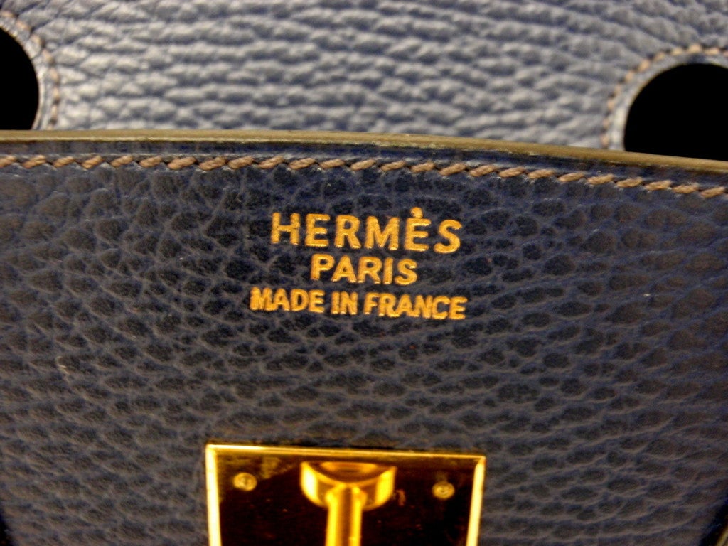 Hermes 35cm Blue Ardennes Birkin Handbag, Year 2001 5